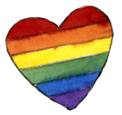 Painted rainbow heart