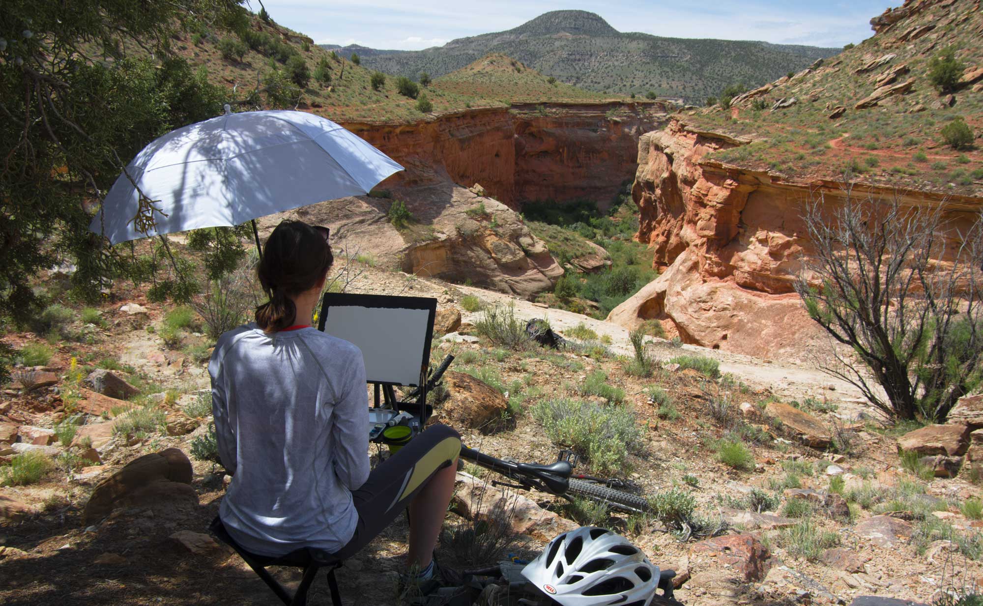 Jessica Lanan sketching in the field